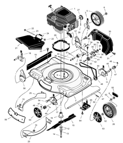 Mower Housing Assembly Diagram and Parts List for 22605X50E 2001 Briggs and Stratton Lawn Mower